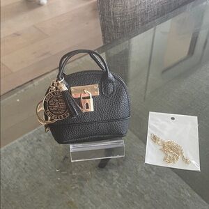 Black Alma Mini Bag key/bag charm with added charm